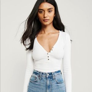 Abercrombie and Fitch V cut Henley Long sleeve Bodysuit